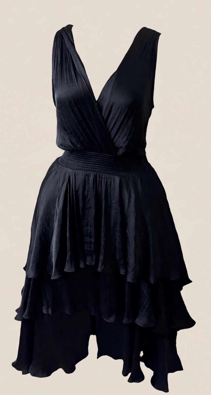 NOIR RUFFLE WRAP DRESS
